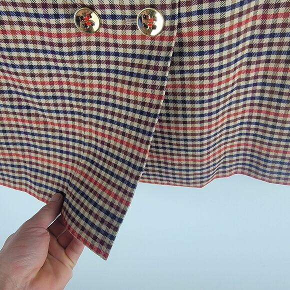 Etcetera Plaid Pencil Skirt Buttons Lined Pockets Multi Color Size 14 - Picture 5 of 7